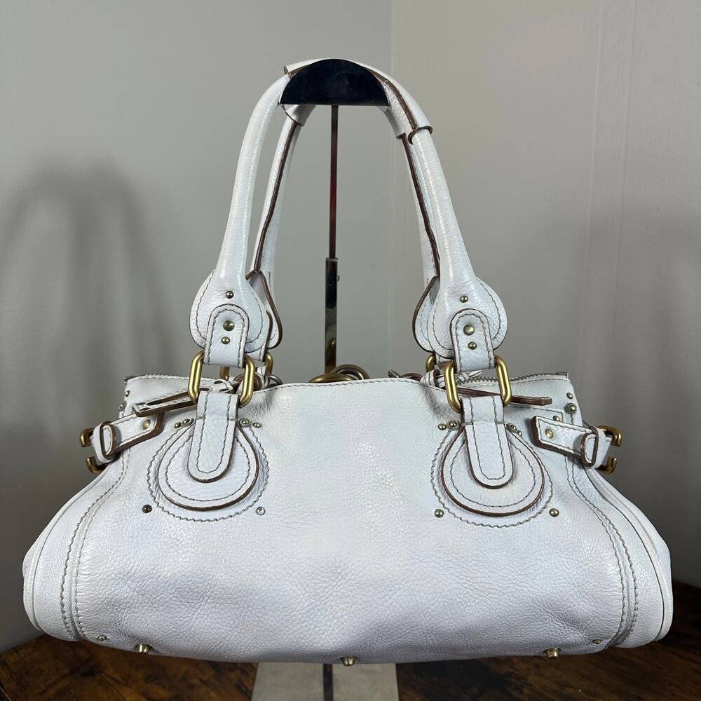 Chloe Paddington White Leather Satchel Bag Vintage Authentic - Picture 2 of 16